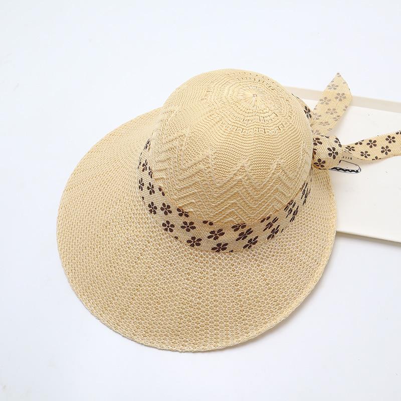 Summer straw hat big brim fashionable flower sweet seaside vacation beach breathable sun protection sun hat women's
