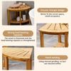 Corner Shower Stool with Storage Rack Anti-slip Natural Bamboo Shower Bench Multifunctional Shower Caddy Bathroom Organizer
