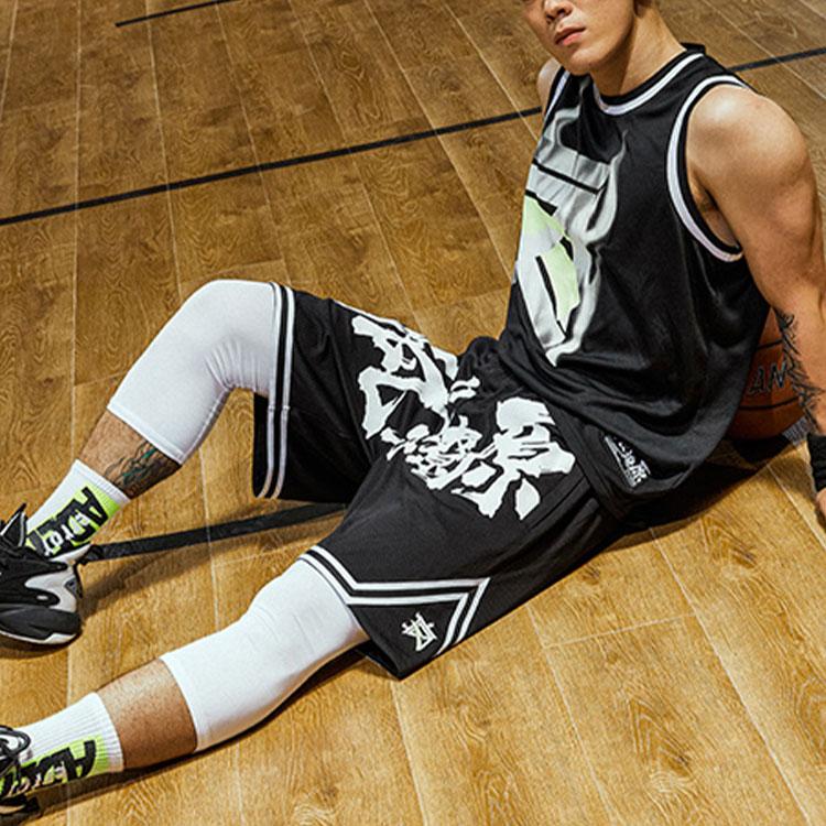 Anta Crazy Fire Printed Loose Basketball Shorts Men Shorts Black 152131214-1