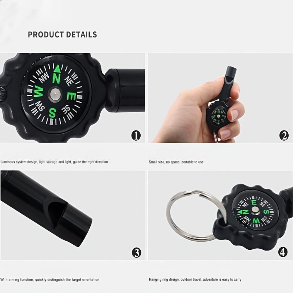 2-in-1 Camping Whistle Compass - Portable Outdoor Survival Gear with High-Precision Direction Indicator, Lightweight and Easy to Carry