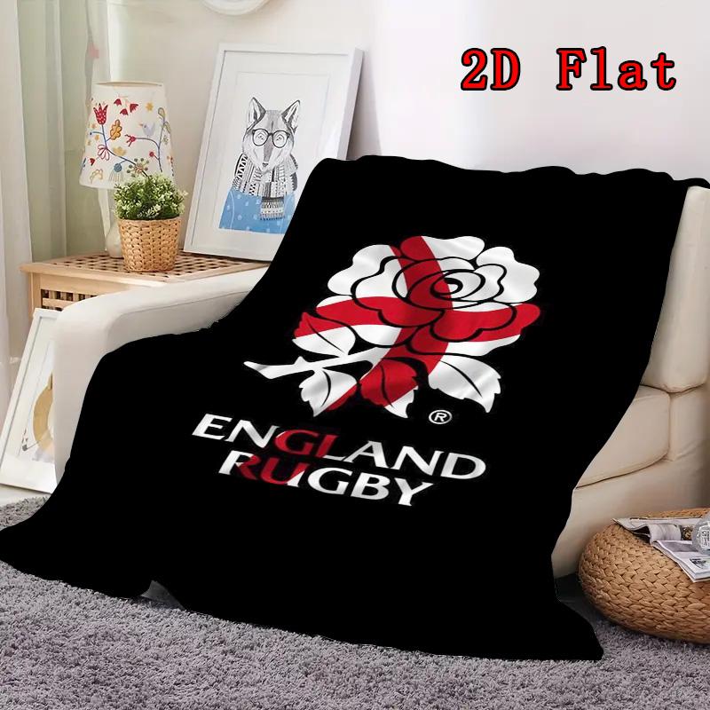 England Rugby 2D Flat Pattern Flannel Blanket High Quality All Seasons Warmth and Comfort Perfect for Christmas Gifts.