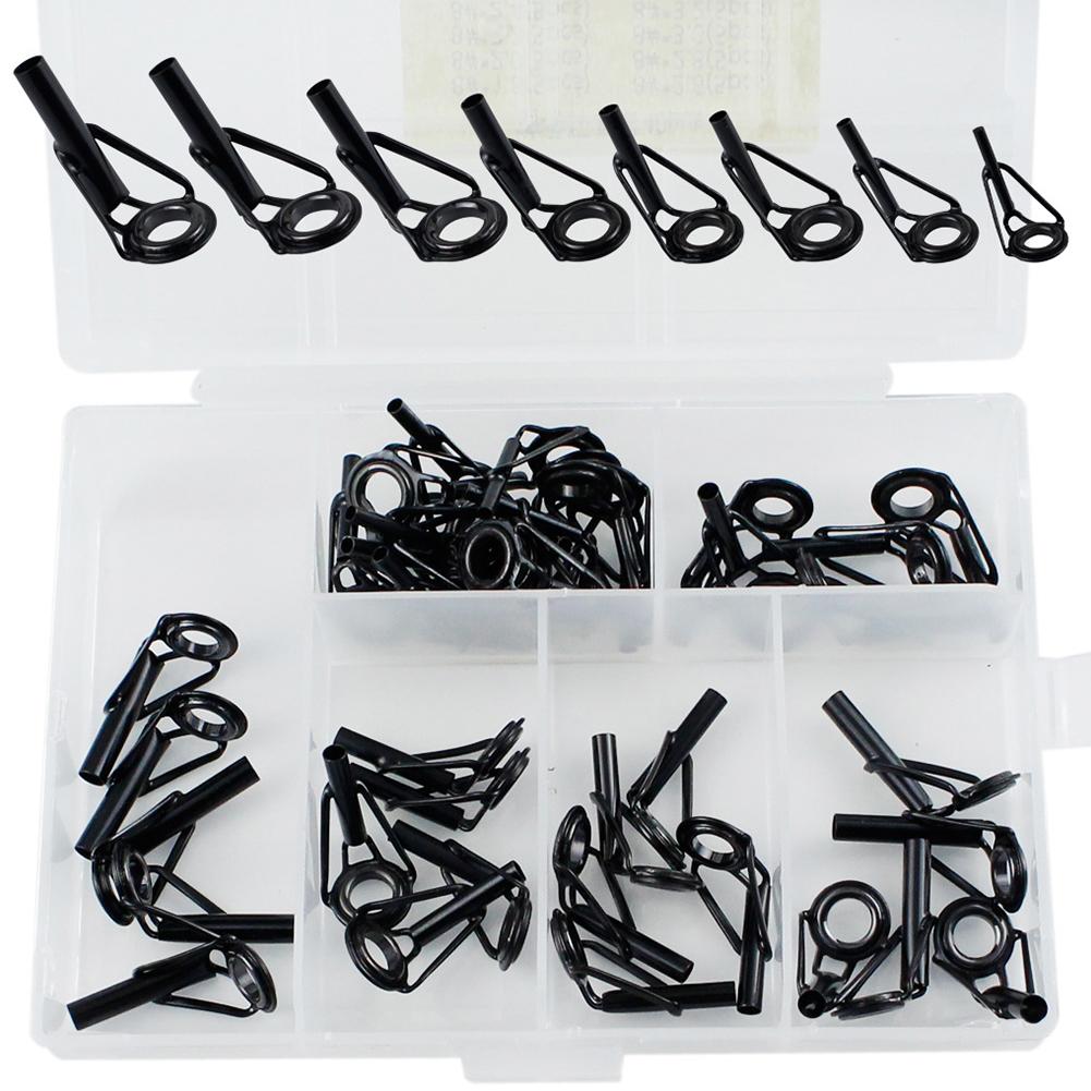 80/40pcs Fishing Rod Line Guides Eye Set Stainless Steel Tip Top Ring Circle Pole Repair Kits Fishing Tackle Fishing Accessories