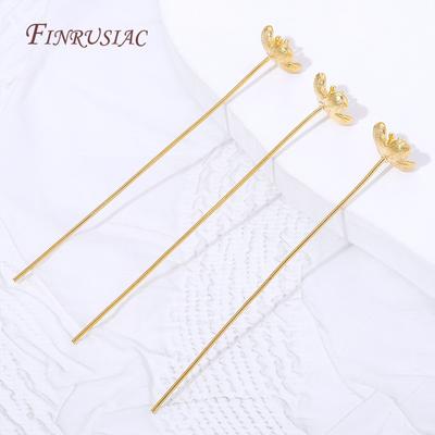 18K Gold Plated Flower Head Pins For Jewelry Making,Long Stem Pins For Beading,Handmade DIY Jewelry Findings,Earring Accessories