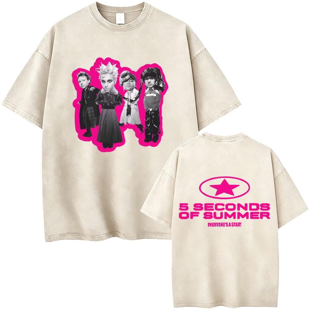 Washed Vintage 5 Seconds of Summer Everyones A Star World Tour 2026 Tshirt Men Women Clothing Pop Punk Rock Harajuku T Shirts