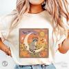 Boho Sun Halloween Raccoon Shirt, Whimsical Cottagecore Halloween T-Shirt, Spooky Season Gift Animal Tee, Moon Tarot Oversized Graphic Shirt