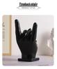 Crossed Rock Band Hand Gesture Resin Ornament for Office or Living Room Decor