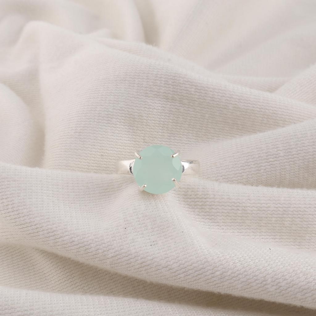 Aqua Chalcedony Gemstone 925 Sterling Silver Designer Pretty Ring Gift For Her RR-72-19