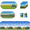 51Pcs Farm Tractor Party Tableware Included Plates, Cups, Napkins, A Tablecloth