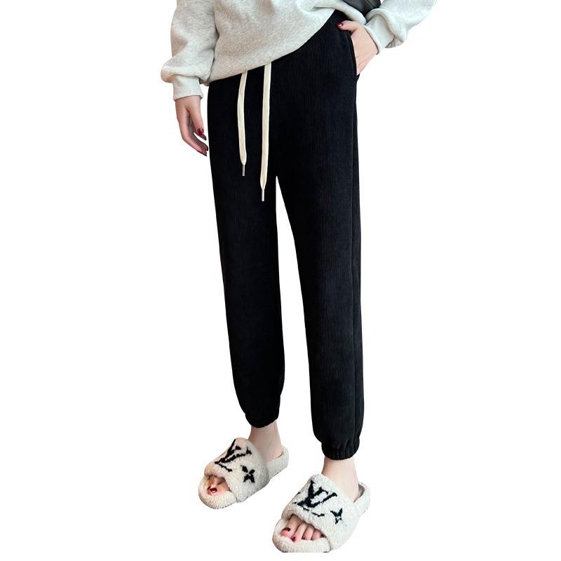 European Cotton Lint Sweatpants Women's Autumn and Winter Velvet and Thin Tied Feet Small Men's New Velvet Pants Casual Sweatpants