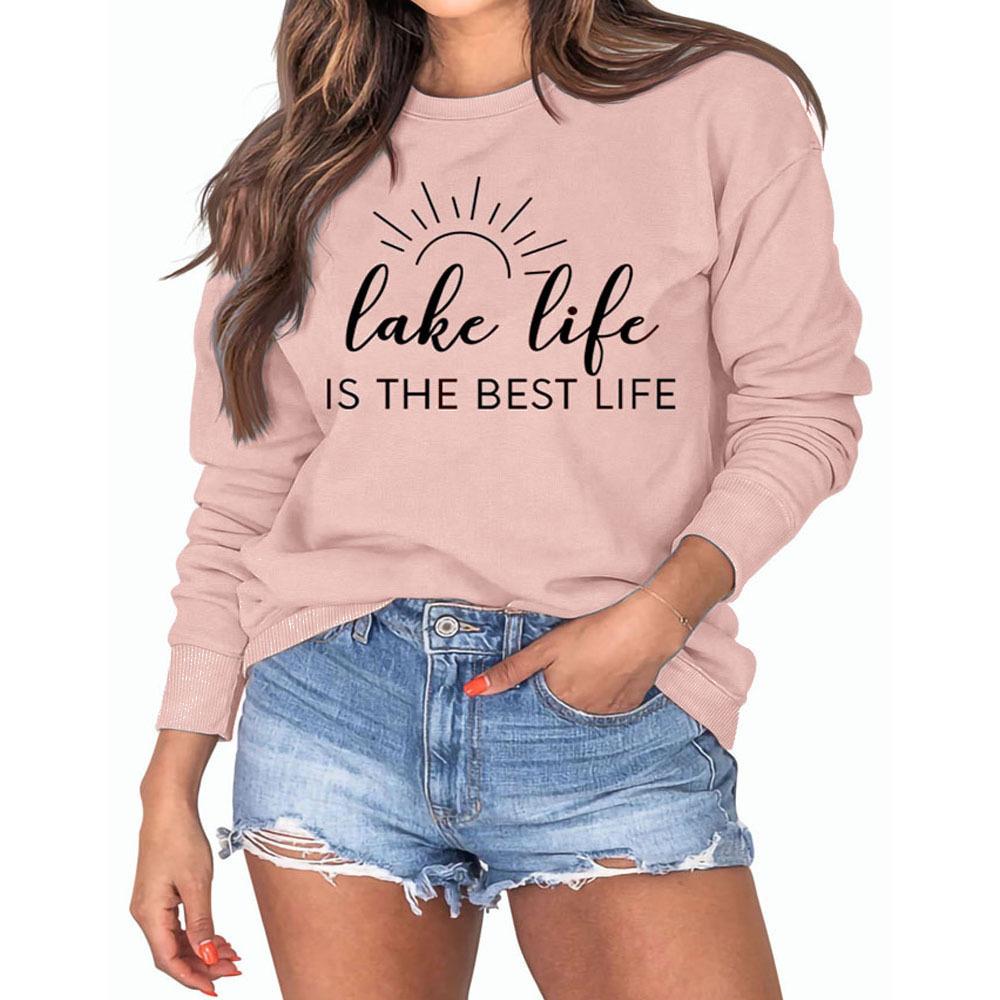 2023 Autumn/Winter Cross-border Supply Amazon Women's Letter Print Solid Color Sweatshirt Factory Direct Sales Production