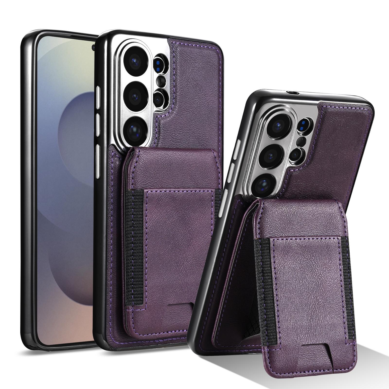 

Vintage Leather Magnetic Case For Samsung Galaxy S26 Ultra S26+ Plus With Magnetic Kickstand Wallet Pocket Card Slot Holder Galaxy S26 Ultra фіолетовий
