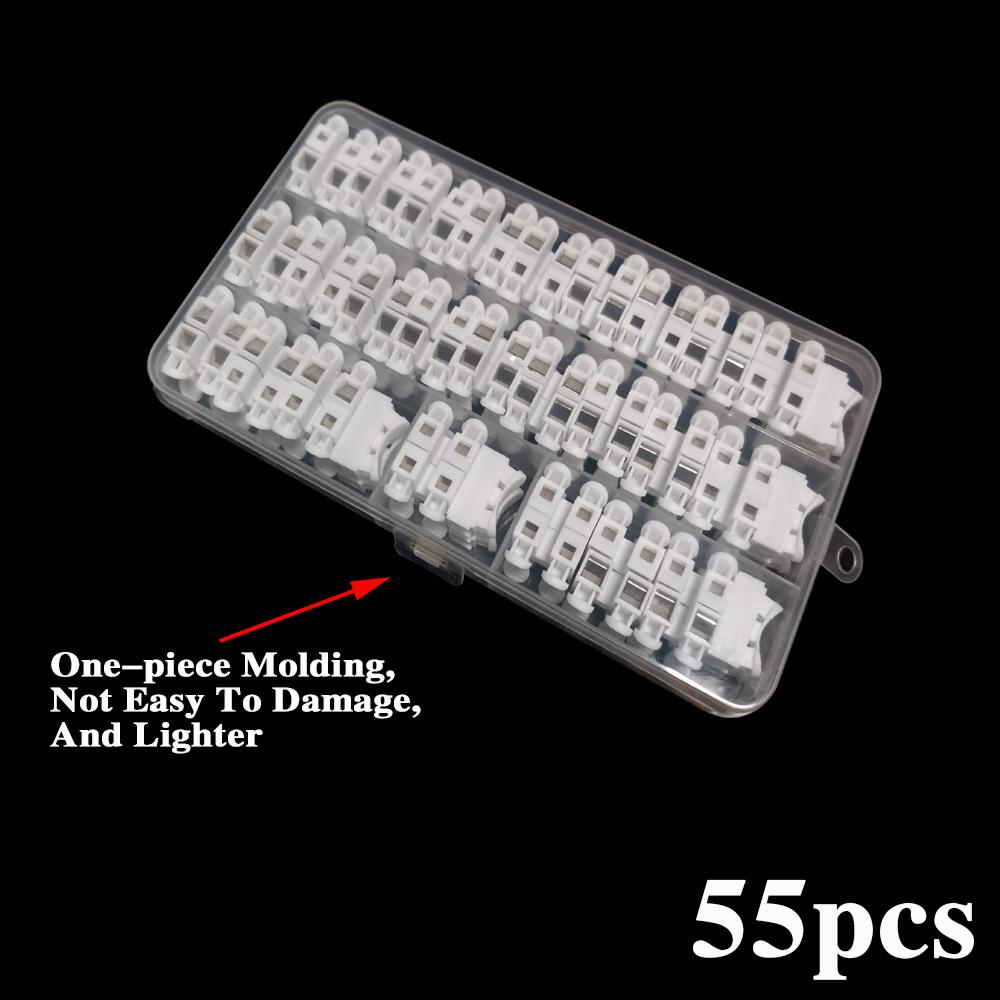 55pcs/lot CH-2 2Pin Spring Wire Quick Connector Splice With No Welding No Screws Cable Clamp Terminal 2 Way Easy Fit Led Strip