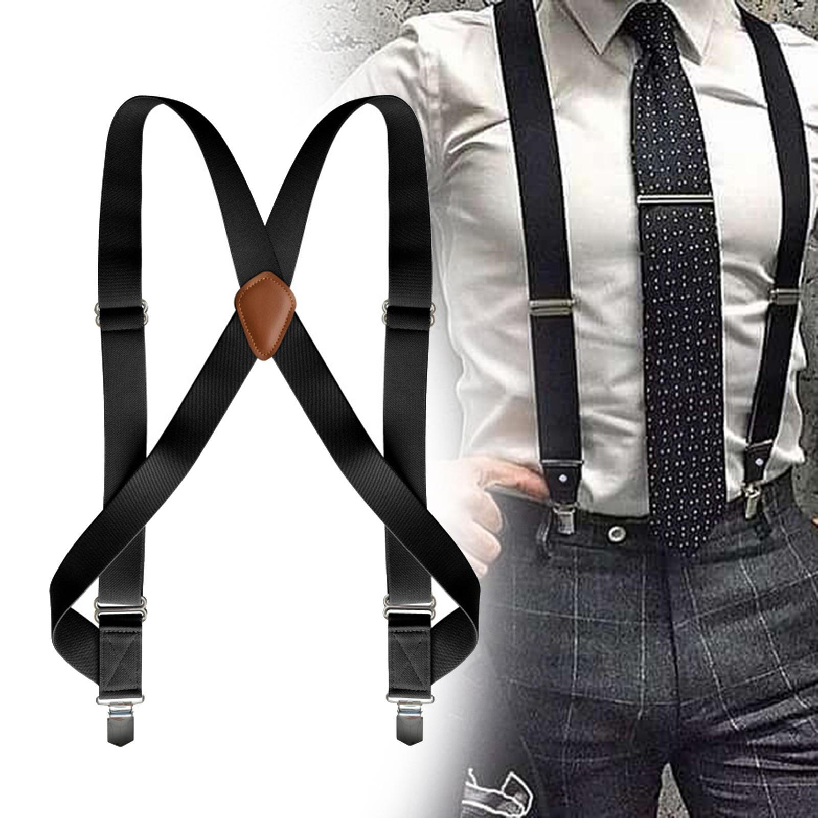 Мужские подтяжки с зажимами Регулируемые Мужские Подарки Модные Аксессуары для Одежды Эластичные Рабочие Подтяжки чёрный