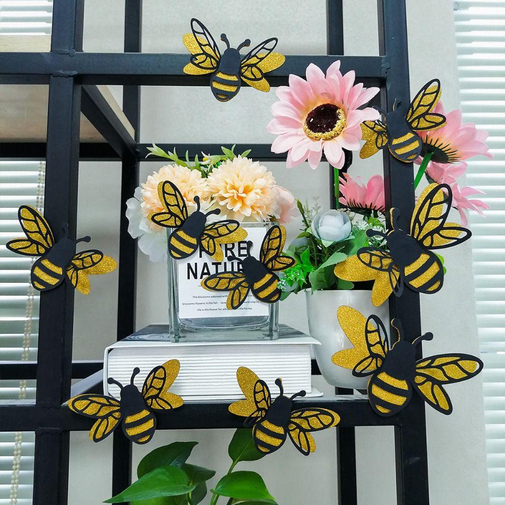 12pcs DIY Bee Wall Decals Accesories Hollow Bees Sticker Creative 3D Bee Stickers  Gift