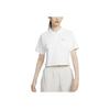 Nike Sportswear Logo Embroidered Striped Pattern Polo Neck Short Sleeve Drop Shoulder T-Shirt Women T-Shirts White HM4649-100