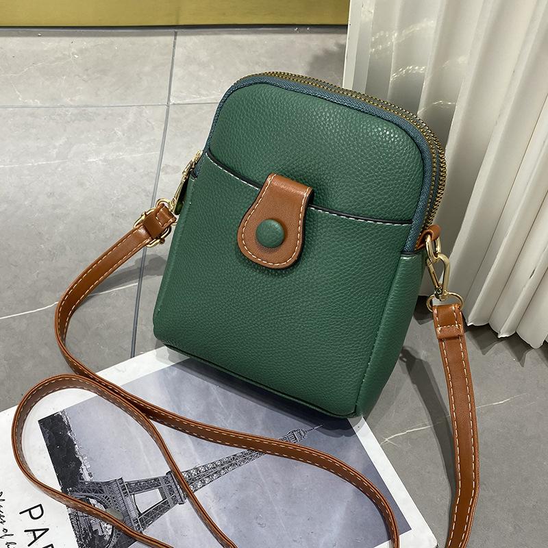 

Сумка для мобильного телефона для женщин из ПУ кожи, сумка через плечо, простая многослойная сумка-мессенджер и кошелек, сумка для покупок 15x6x18cm