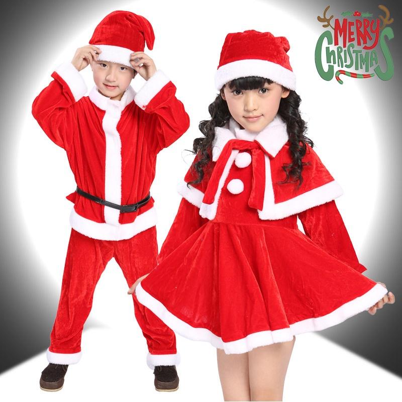 Kids Xmas Outfit Boys Girls Santa Claus Cosplay Costume Christmas Clothes