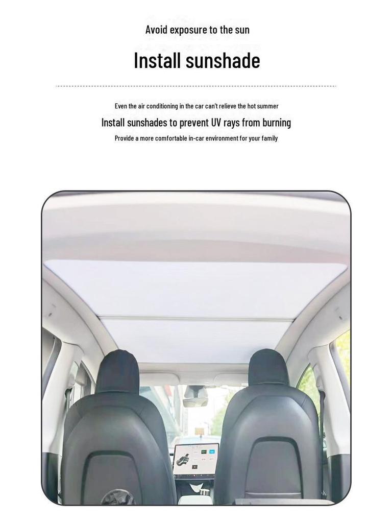 Tesla Model 3/Y Magnetic Retractable Sunshade for Roof Skylight
