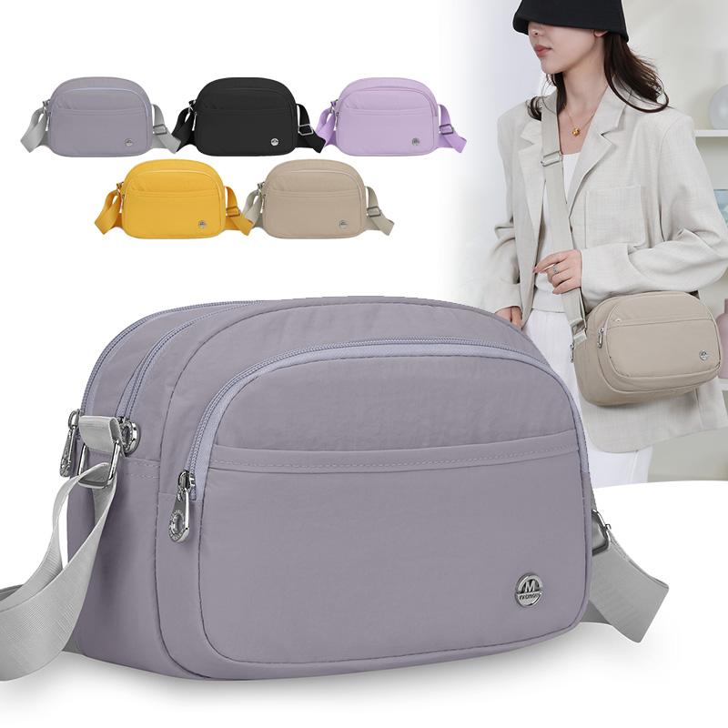 Multi-Compartment Large Capacity Shoulder Bag Women's Lightweight Nylon Bag Shoulder Crossbody Small Square Bag