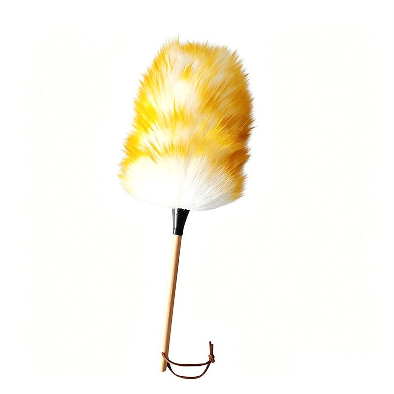 Scalable Wool Dust Collector Wood Handle Soft Wool Brush Anti Static Lightweight Washable For Home Car Cleaning Gentle Multi Sur