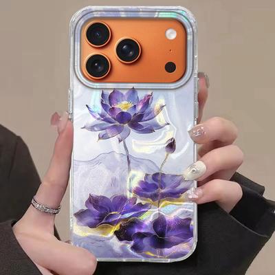 Luxury Blue Lotus Flower Phone Case For IPhone 17E Air 17 Pro Max 16 16e 15 14 11 13 12 Plus Advanced Protective Fashion Cover