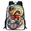 Mochila One Piece Escolar 15 Inch Cartoon School Backpack Front Pocket Lightweight Adjustable Strap For Boys Girl Primary School