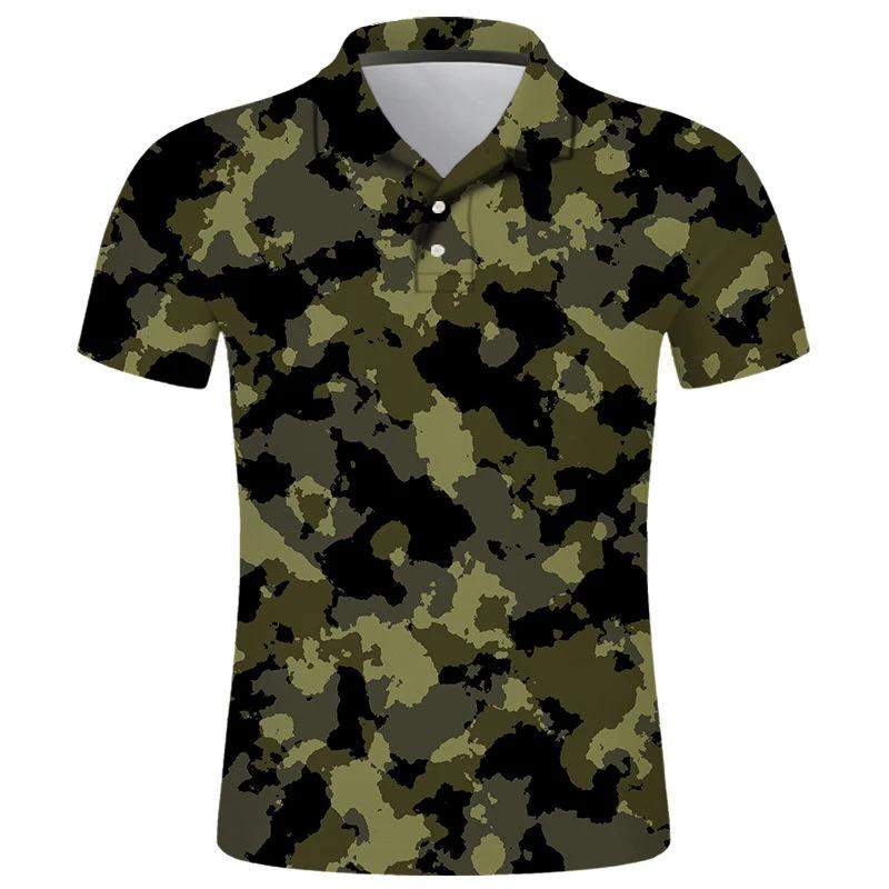 Casual Camo 3D Printed Polo Shirts For Men Clothes Veteran Streetwear Sport Running POLO Shirt Male Camouflage Lapel Button Tops