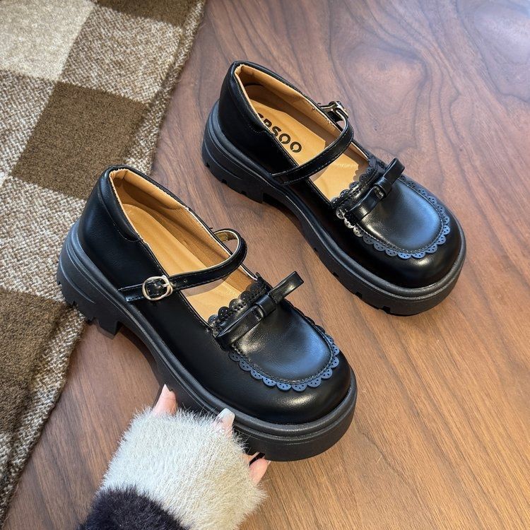 Japanese Retro Student Round Head Mary Jane Shoes Children 2025 Spring and Summer New Bow College Style Single Shoes Women