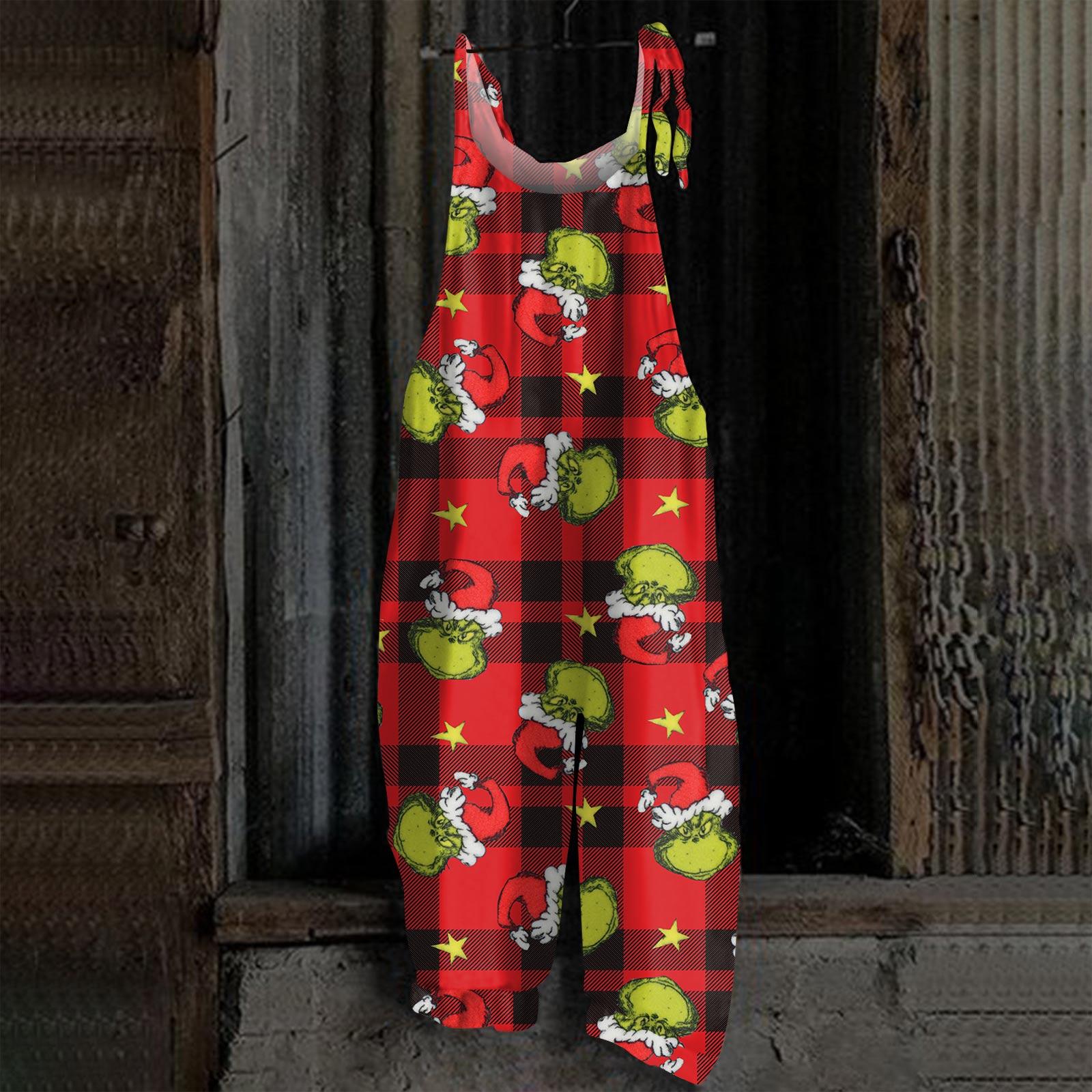 

Женский комбинезон с принтом Хэллоуина, повседневный свободный винтажный комбинезон из хлопка и льна M