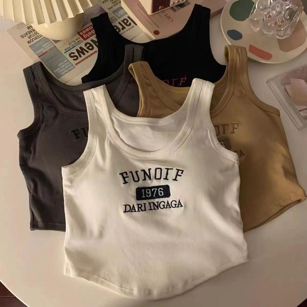 With Breast Cushion Embroidery New Style Camisole Female Summer Niche Design Sense Outside To Wear Inside A Thin Sleeveless Blouse Female