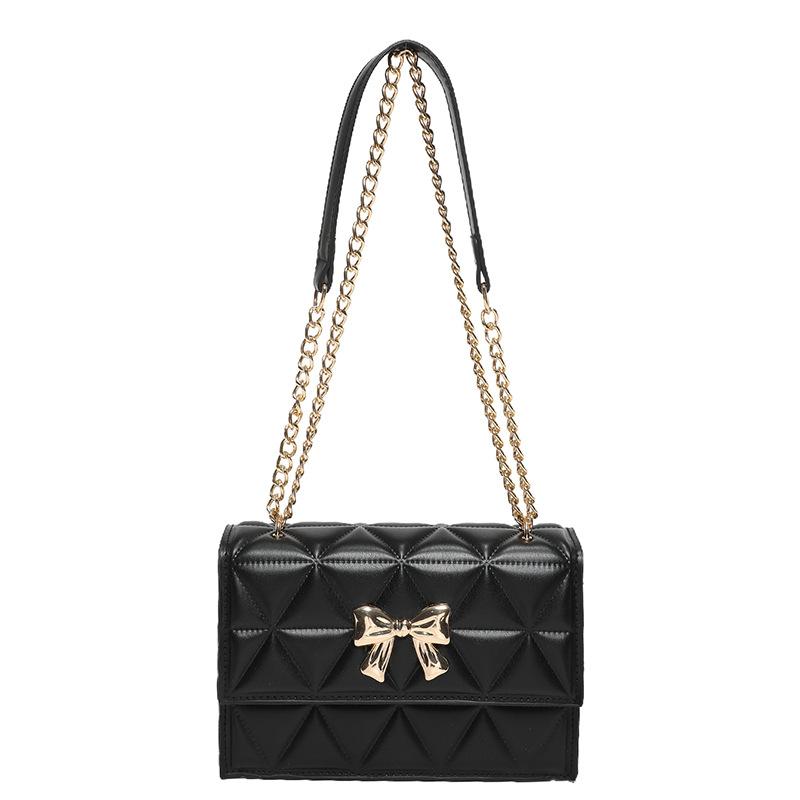 

Сумка-цепочка подмышкой женская 2024 весна-лето новая иностранная сумка-мессенджер с вышивкой ромбами маленькая квадратная женская сумка чёрный