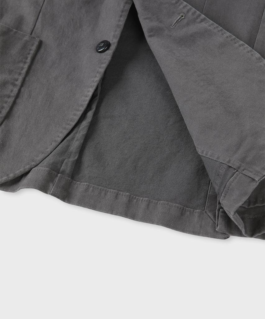 Panicale Charcoal Garment-Dyed Casual Cotton Jacket