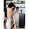 Seaside Vacation Style White Suspender Dress Women's Summer Sexy Backless Loose and Thin Beach Neck Long Skirt