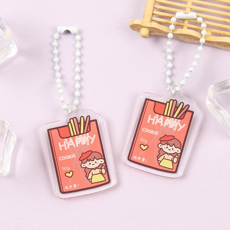 Korean Style Cartoon Drink Bottle Acrylic Keychain - Fun Pendant for Students