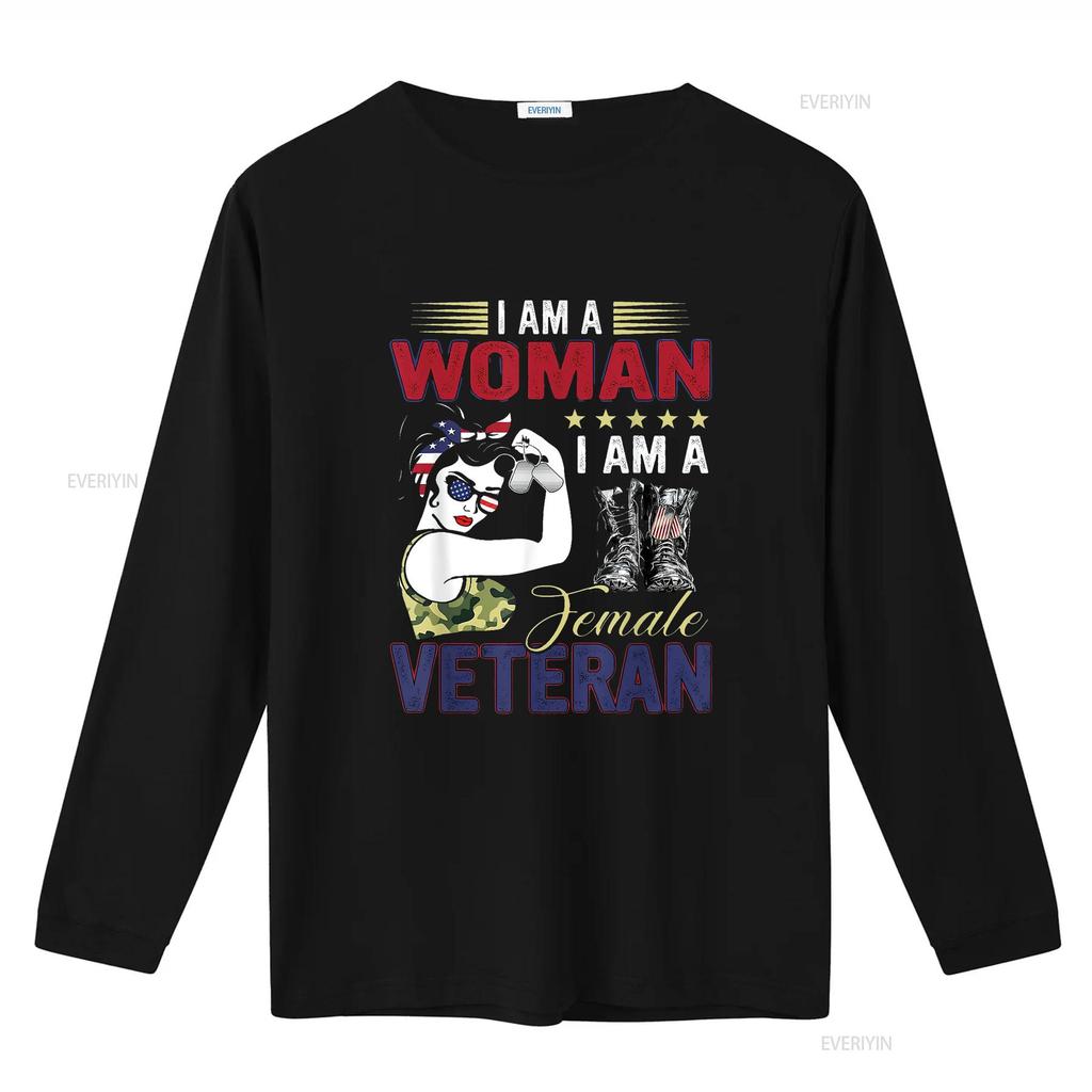 I Am A Woman Veteran Female T Shirt Vintage Washed Unisex Graphic Soft Slightly Fashion Homme Streetwear Designer Clothes