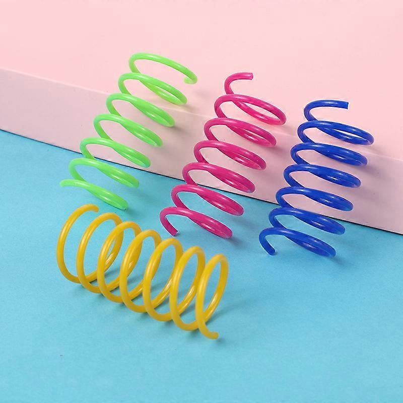 60 PCS Cat Spring Toy Plastic Colorful Coil Spiral Springs Pet Action Wide