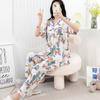 Cotton and silk pajamas women's spring and summer short-sleeved large-size suit spring and autumn thin cartoon printed loungewear