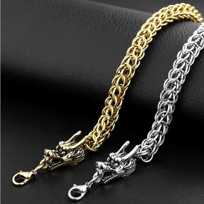 Trendy Men'S Jewelry, Personalized Retro Titanium Steel Zodiac Double Faucet Domineering Bracelet, Men'S Old Punk