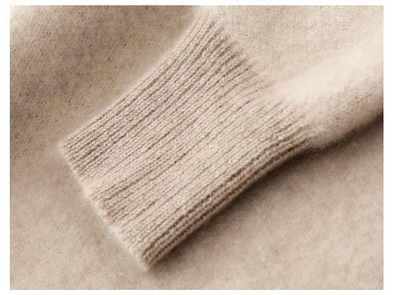 Men's Thickened 100% Pure Wool Color Block Round Neck Sweater - Casual Loose Jacquard Knit Cashmere Top