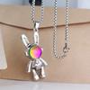 Fashionable Titanium Steel Dancing Rabbit Pendant Necklace 60cm And 70cm Optional Design Couple Sweater Chain