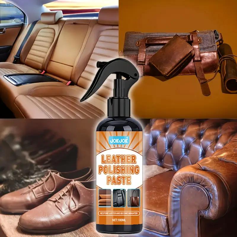 Universal Leather Care Kit:Gloss Spray for Polishing Leather,Plastic Restorer for Car Seats,Restores Shine,Suitable for Colored