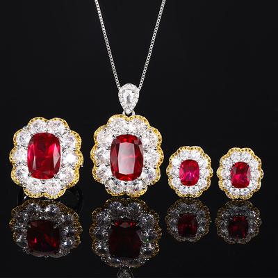 Schmuck Kupferboden Vergoldet Simulation Roter Korund High-End Retro Anzug Damen 10 * 14-8 * 10