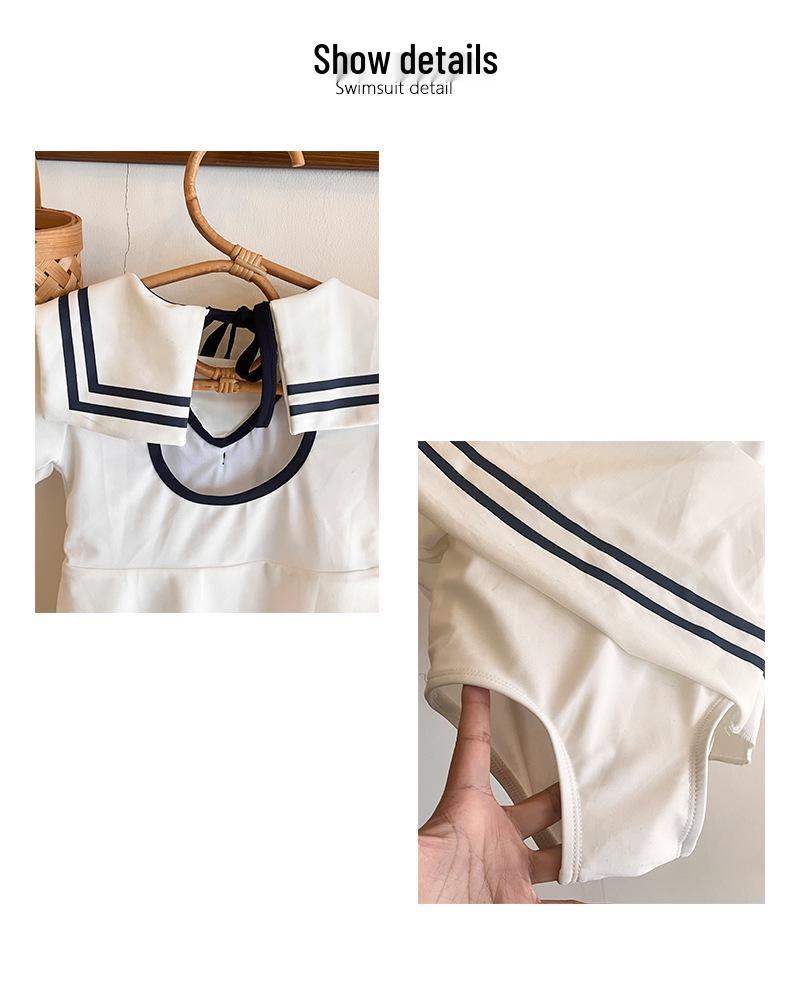 Mädchen 2025 Koreanischer Off-White Badeanzug mit Rock - Stilvolle Sommer-Strandbekleidung