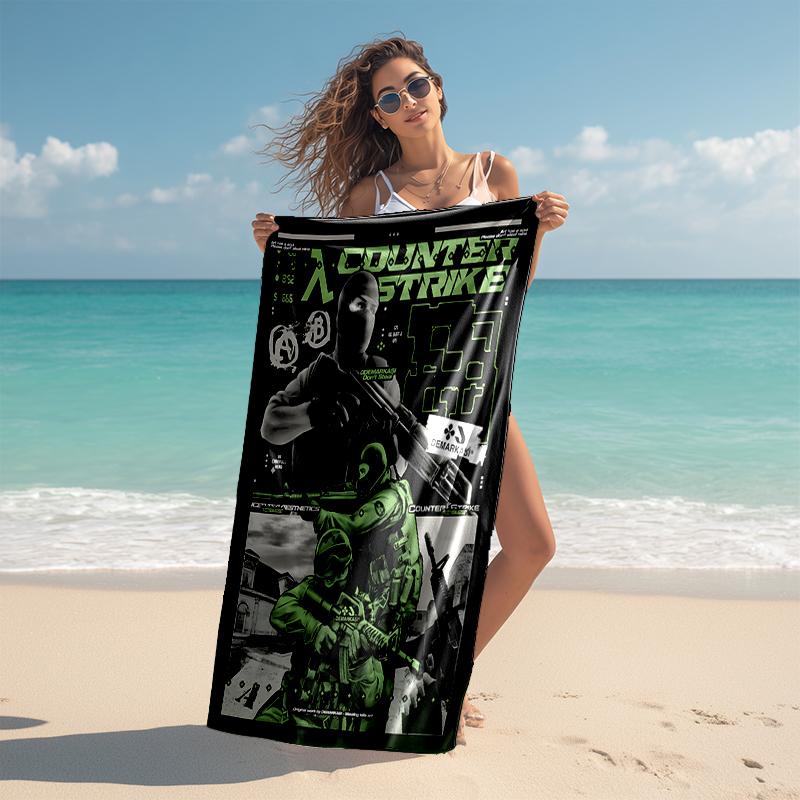 1pc CS Beach Towel, Comfortable and Thick, and Swimming/Bath/Picnic/Camping Towel, Suitable for Seaside Beaches