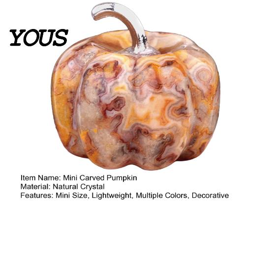 Transparent Crystal Pumpkin Charms Natural Carved Charm, Mini Gemstone Pendant Desktop Autumn Table Centerpieces for Jewelry DIY Making, Halloween