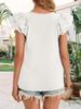 Women's Ruffle Cap Sleeve T Shirt Crew Neck Lace Feminine Summer Top