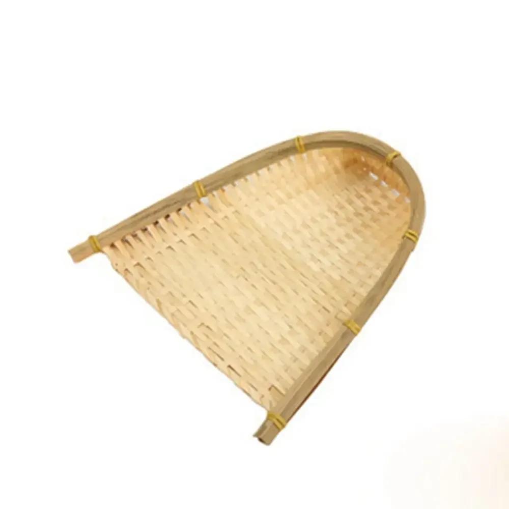 Lightweight Natural Handwoven Tasteless Trendy Handmade Vegetable Storage Tray Bamboo Basket Kitchen Supplies Dustpans