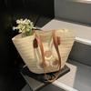 Women's  Summer Straw Woven Large Capacity Basket Shoulder Bag Handbags Fashion Floral Decor Luxury Designer Beach Bali Shopper Totes