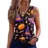 Women's Halloween Print V-Neck Sleeveless Tank Top