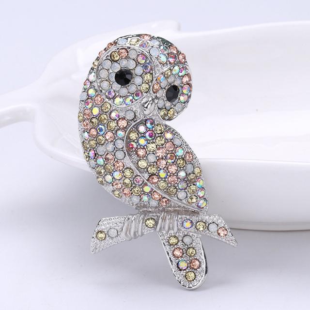 European And American Personality Full Drill Owl Brooch All -Match Fashion Men 'S Suit Jacket Rhinestone Brooch Accessories